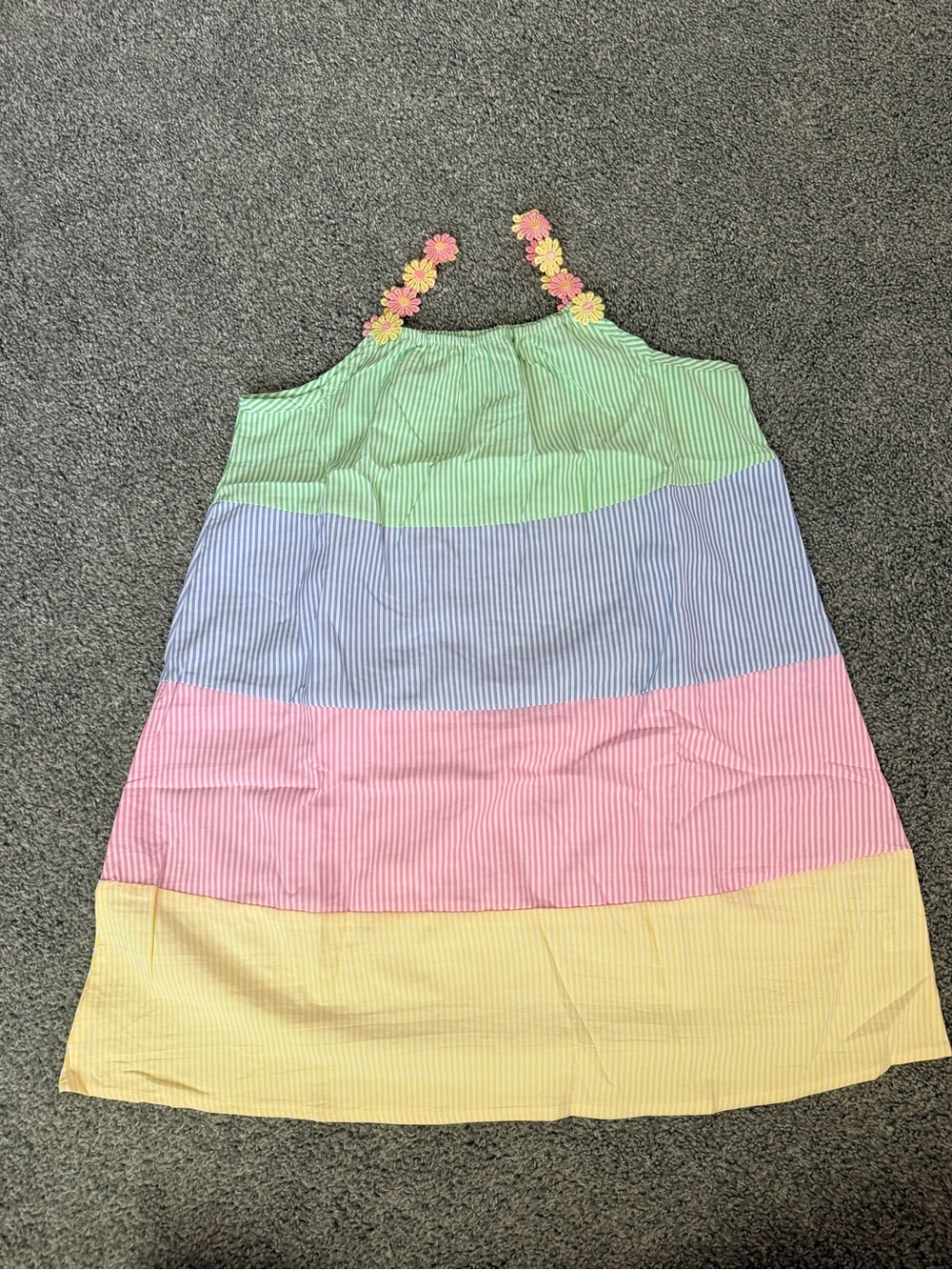 Striped Pastel Dress with Floral Straps